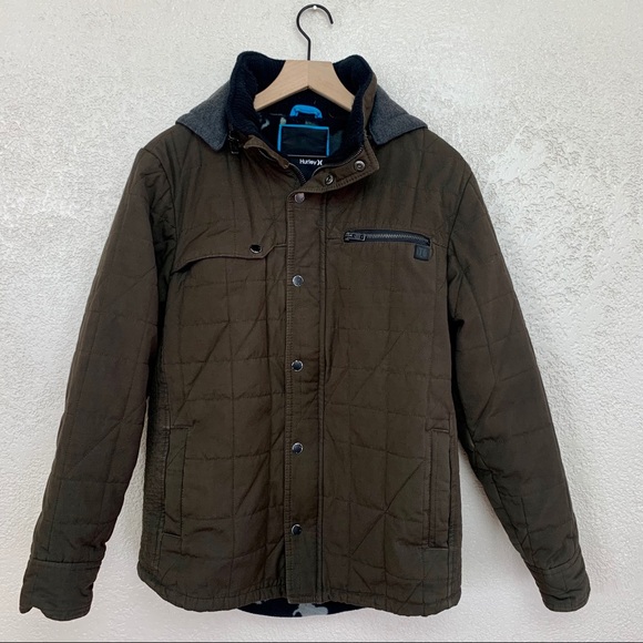 Hurley Other - Hurley mens covert zip up/button up coat with hood